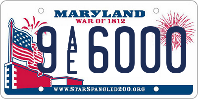 MD license plate 9AE6000
