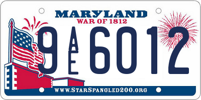 MD license plate 9AE6012