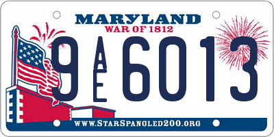 MD license plate 9AE6013
