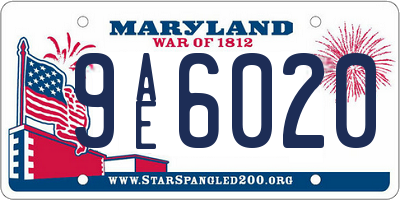 MD license plate 9AE6020