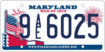 MD license plate 9AE6025