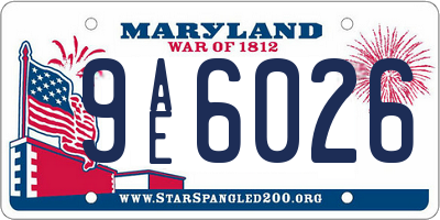 MD license plate 9AE6026
