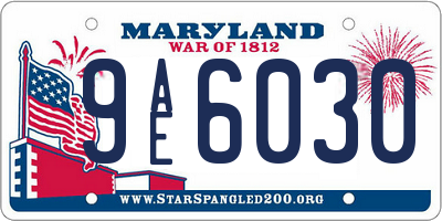 MD license plate 9AE6030