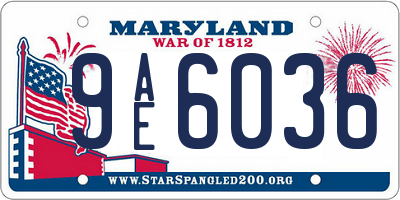 MD license plate 9AE6036