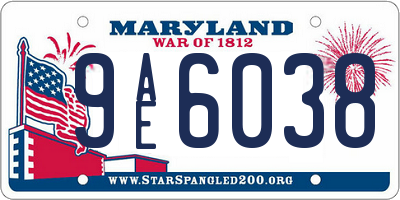 MD license plate 9AE6038