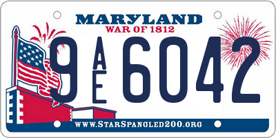 MD license plate 9AE6042