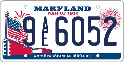 MD license plate 9AE6052