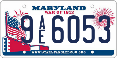 MD license plate 9AE6053