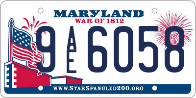 MD license plate 9AE6058
