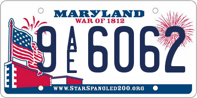 MD license plate 9AE6062