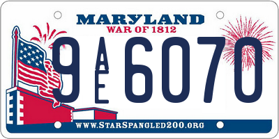 MD license plate 9AE6070
