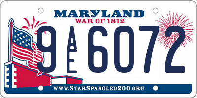 MD license plate 9AE6072