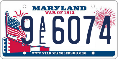 MD license plate 9AE6074