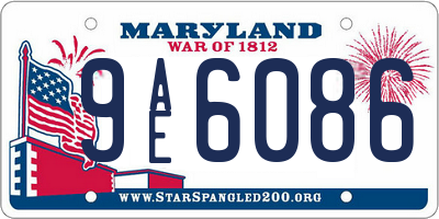 MD license plate 9AE6086