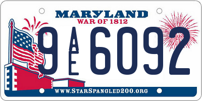 MD license plate 9AE6092