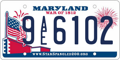 MD license plate 9AE6102