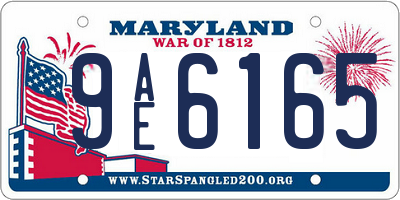 MD license plate 9AE6165