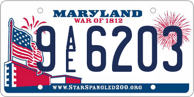 MD license plate 9AE6203