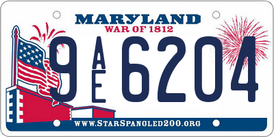 MD license plate 9AE6204