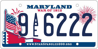 MD license plate 9AE6222