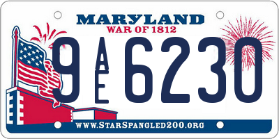 MD license plate 9AE6230