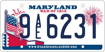 MD license plate 9AE6231
