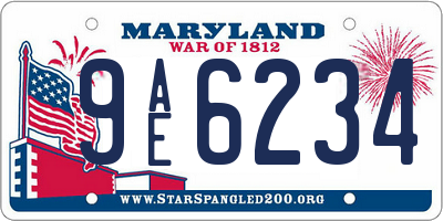 MD license plate 9AE6234