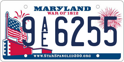 MD license plate 9AE6255