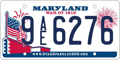 MD license plate 9AE6276