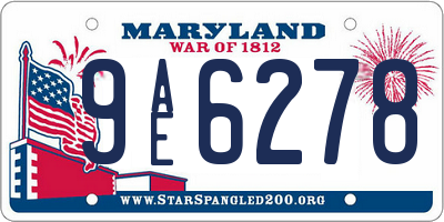 MD license plate 9AE6278