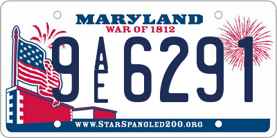 MD license plate 9AE6291