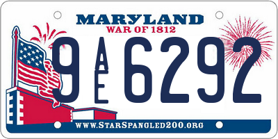 MD license plate 9AE6292