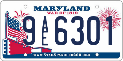 MD license plate 9AE6301