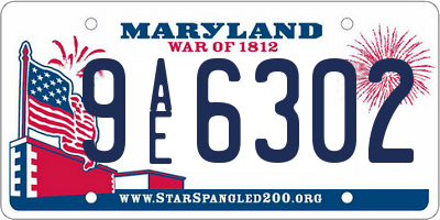 MD license plate 9AE6302