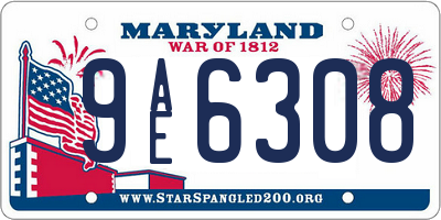 MD license plate 9AE6308