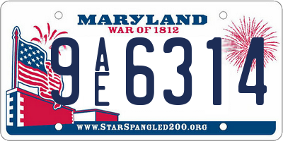 MD license plate 9AE6314