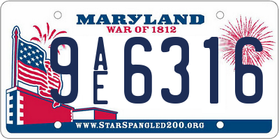 MD license plate 9AE6316