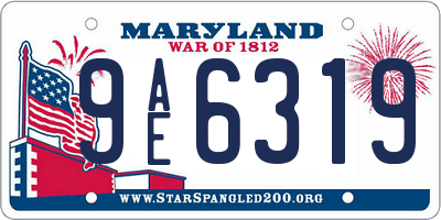 MD license plate 9AE6319