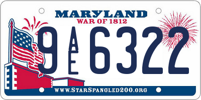 MD license plate 9AE6322