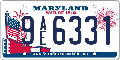 MD license plate 9AE6331
