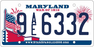 MD license plate 9AE6332