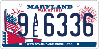 MD license plate 9AE6336