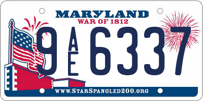MD license plate 9AE6337