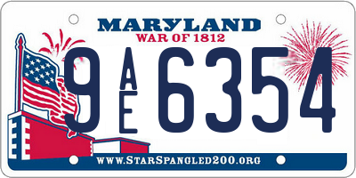 MD license plate 9AE6354