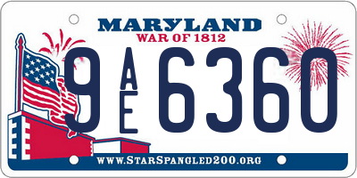 MD license plate 9AE6360