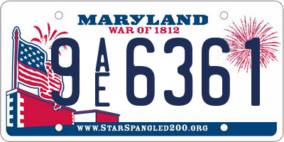MD license plate 9AE6361