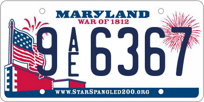 MD license plate 9AE6367