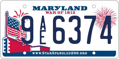 MD license plate 9AE6374