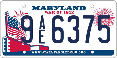MD license plate 9AE6375