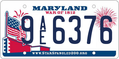 MD license plate 9AE6376